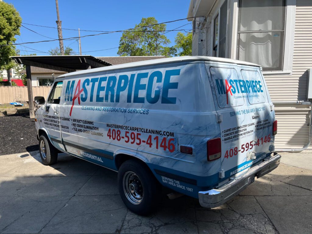 Masterpiece Carpet & Upholstery Cleaning Services truck at work in San Jose Bay Area!
